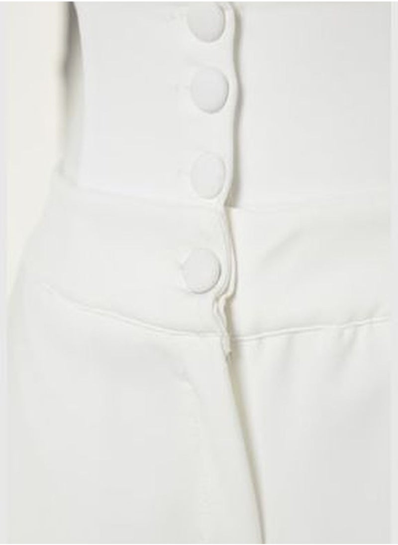 Ecru Trousers with Waist Detail