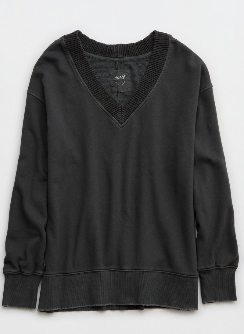 Trim V-Neck Sweatshirt