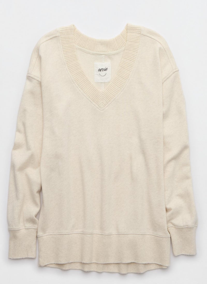 Trim V-Neck Sweatshirt