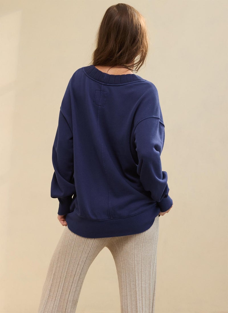 Trim V-Neck Sweatshirt