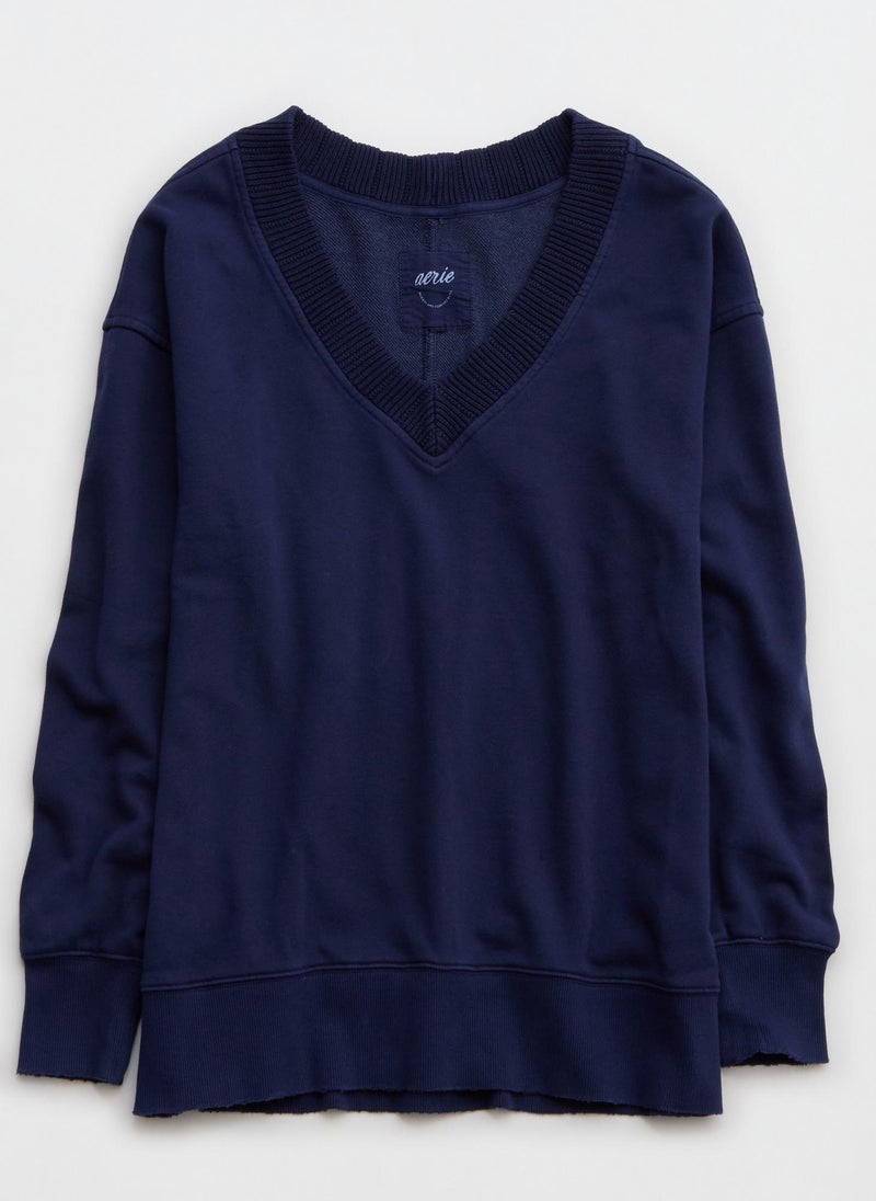 Trim V-Neck Sweatshirt