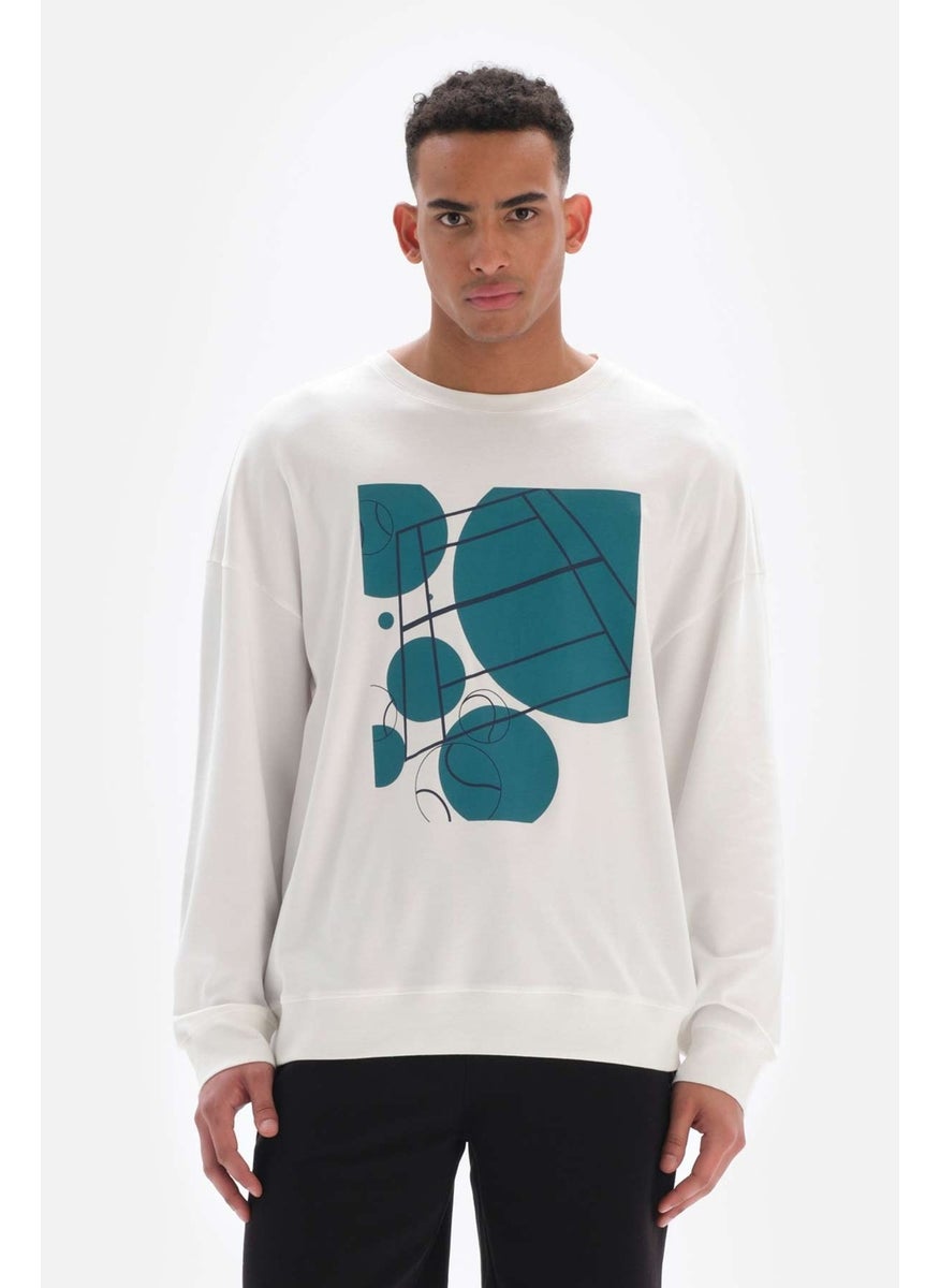 White Men's Tennis Printed Sweatshirt