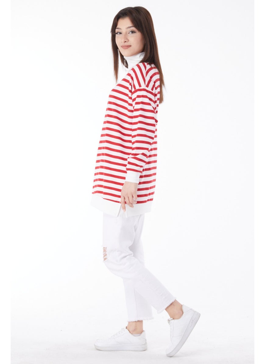 23892-RED Striped Sweat