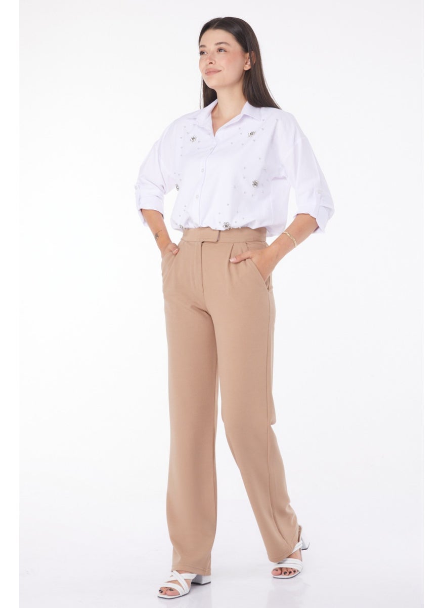 Plain Medium Women's Mink Velcro Trousers - 25657