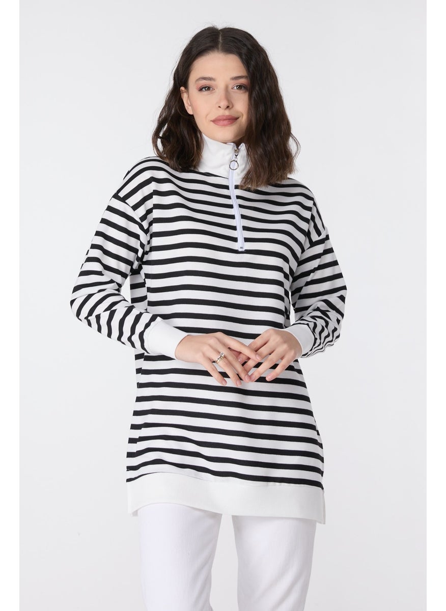 23892-BLACK Striped Sweat