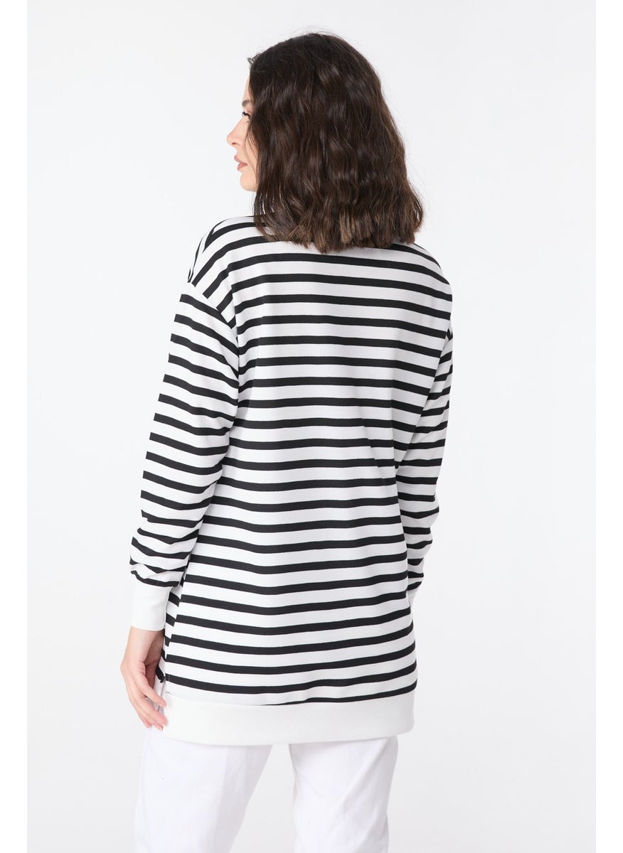 23892-BLACK Striped Sweat