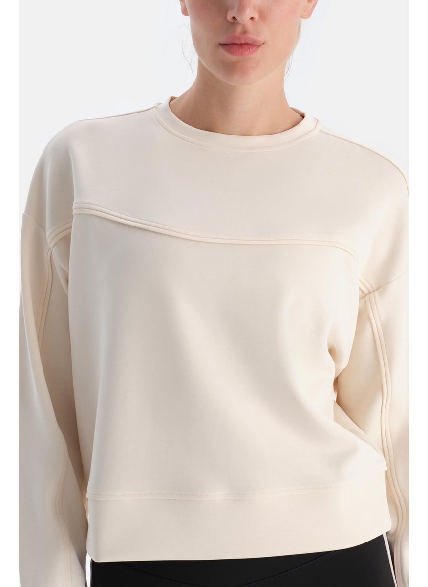 Ecru Women's Modal Piping Detailed Sweatshirt