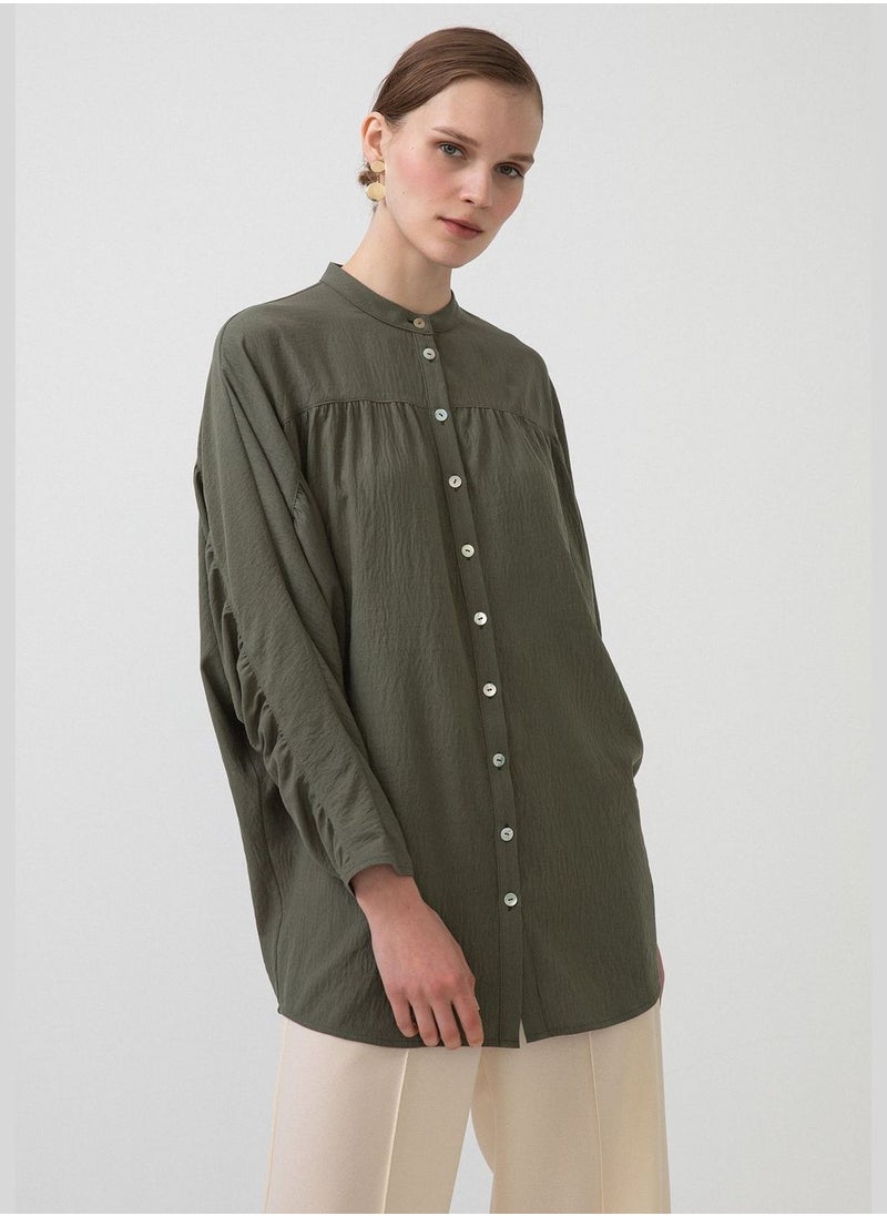 FRILLED SHIRT WITH BAT-WING SLEEVE