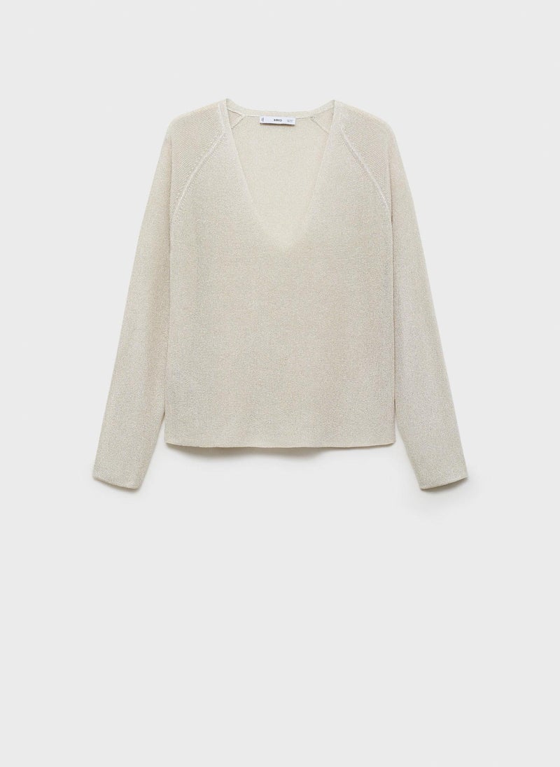 V-Neck Lurex Sweater