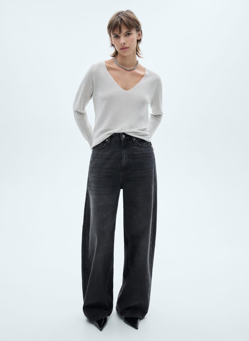 V-Neck Lurex Sweater