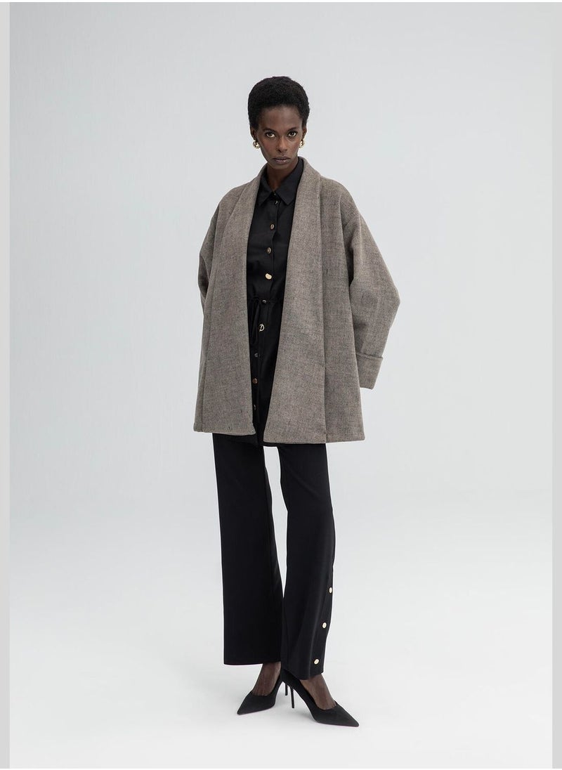 SHAWL COLLAR FLEECE COAT