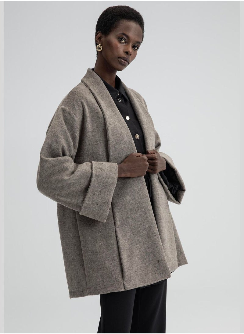 SHAWL COLLAR FLEECE COAT