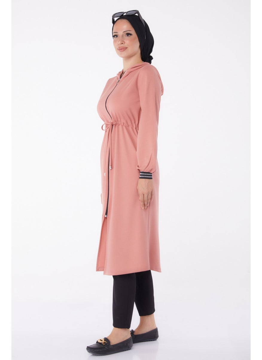 Plain Hooded Collar Women's Pink Cape - 13050