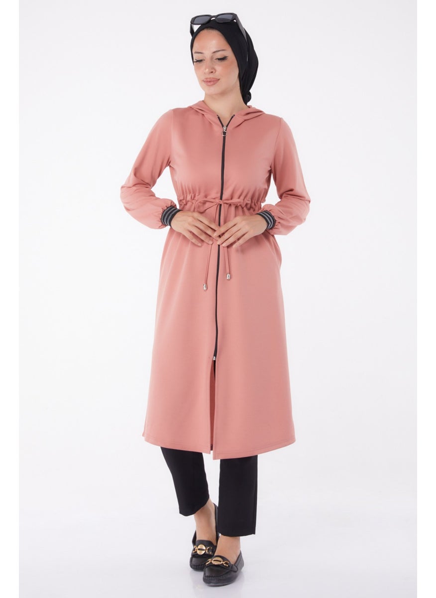 Plain Hooded Collar Women's Pink Cape - 13050