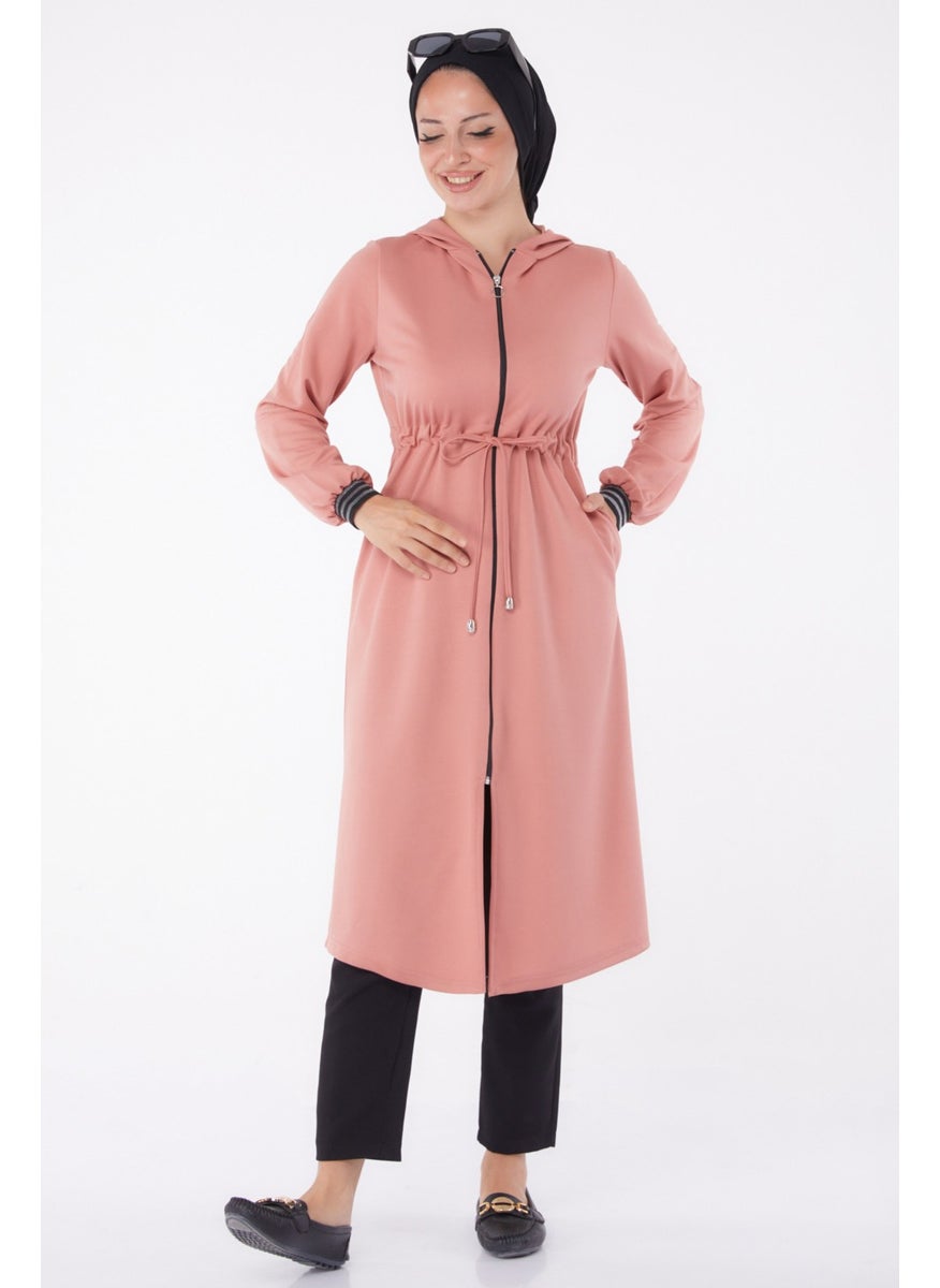 Plain Hooded Collar Women's Pink Cape - 13050