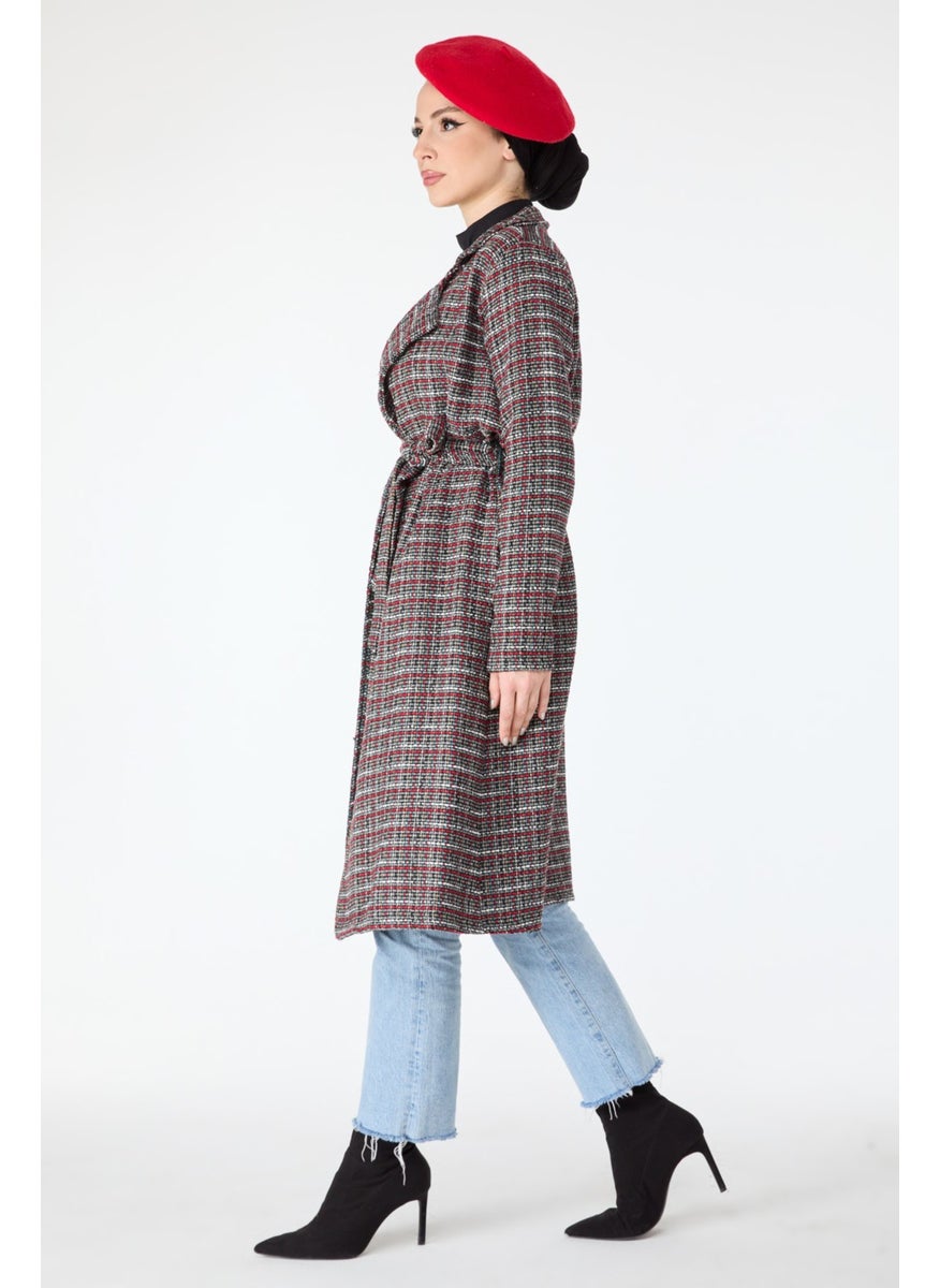 13000-Gray Waist Tied Coat