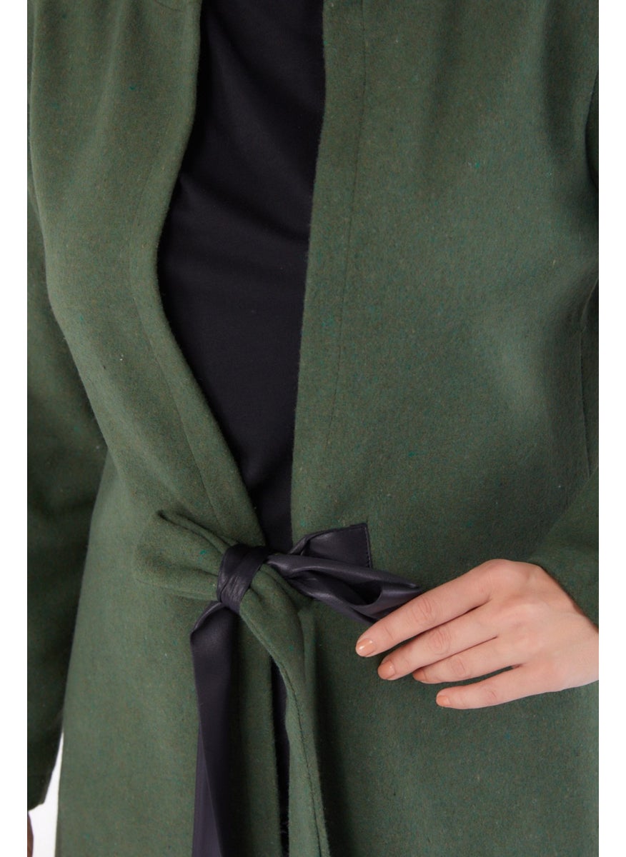 Plain Medium Women's Khaki Cashmere Jacket - 13286