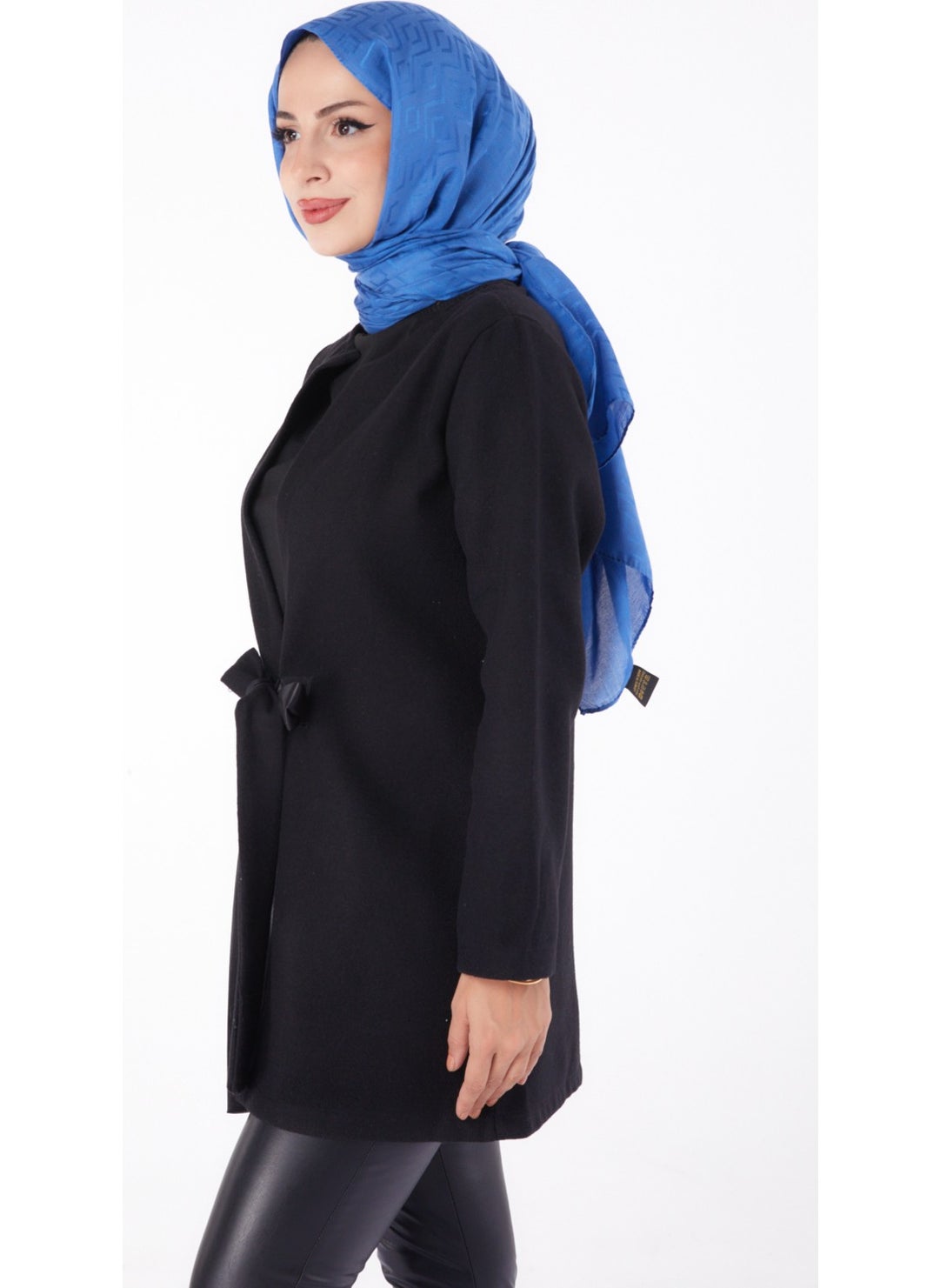 Plain Medium Women's Black Cashmere Jacket - 13286