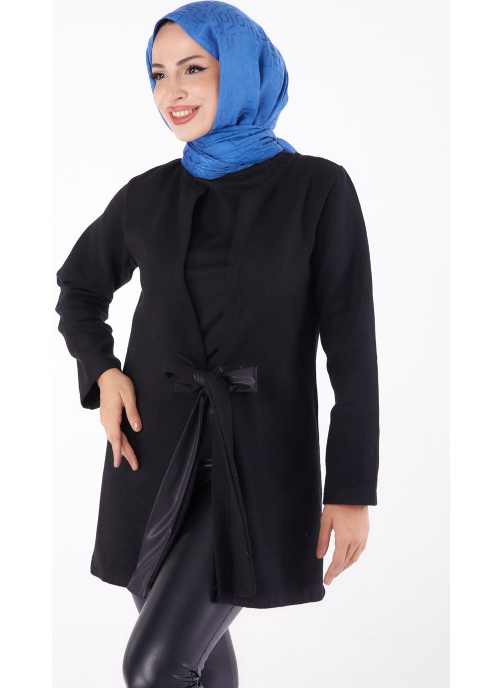 Plain Medium Women's Black Cashmere Jacket - 13286