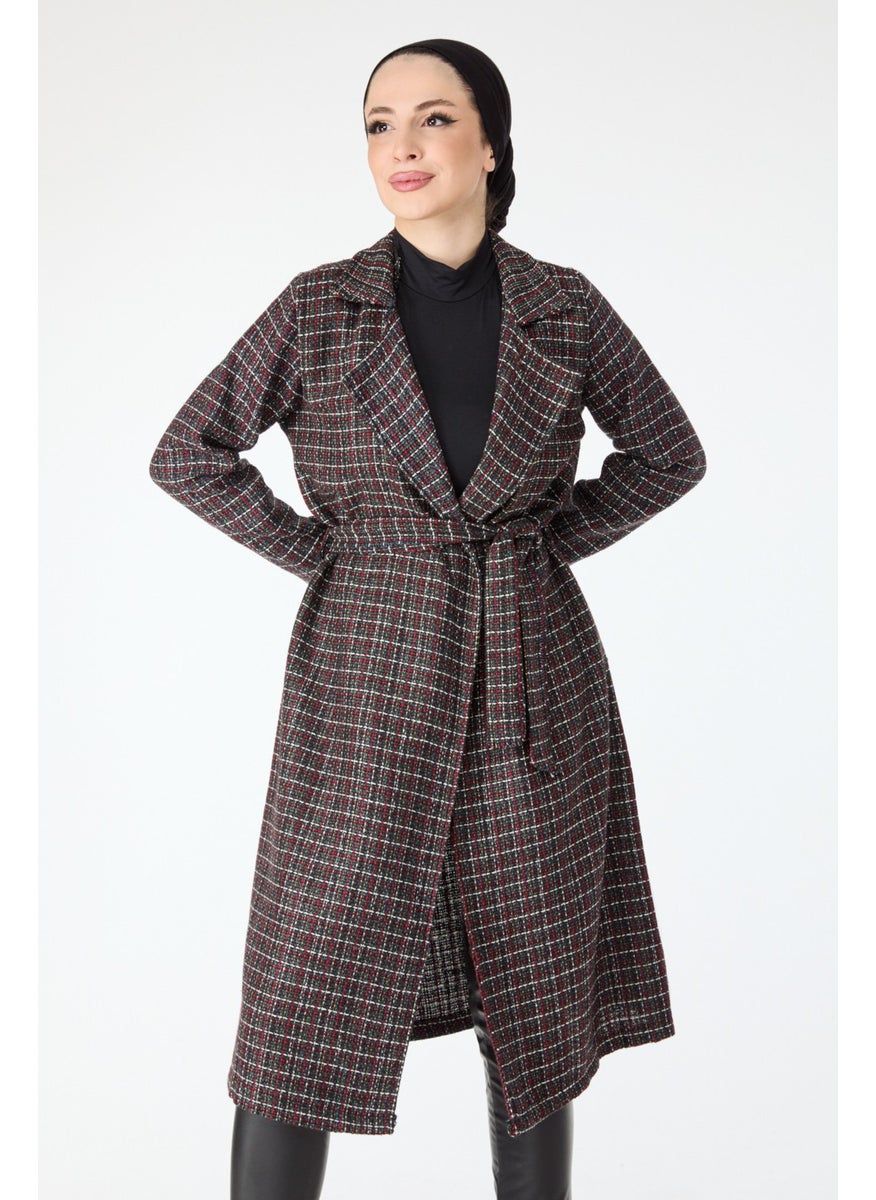 13000-Black Waist Tied Coat