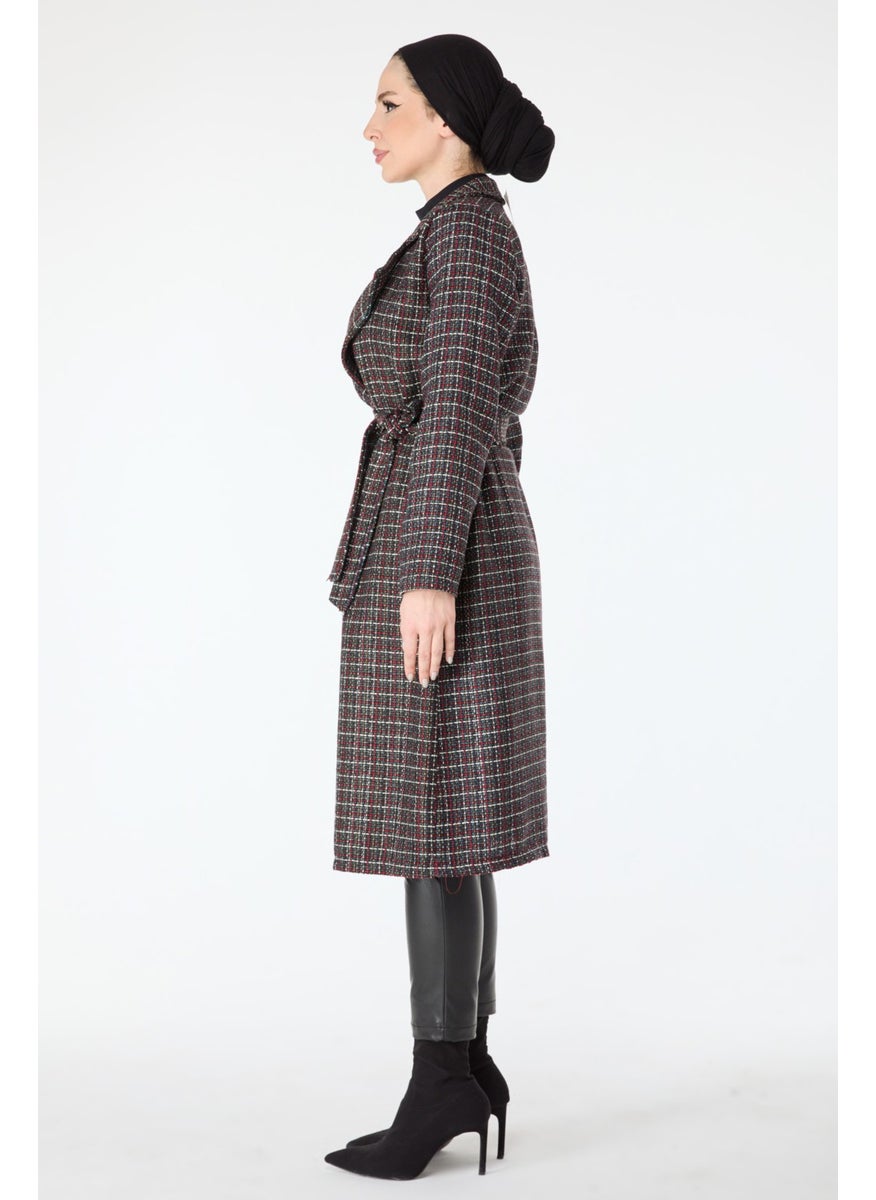 13000-Black Waist Tied Coat