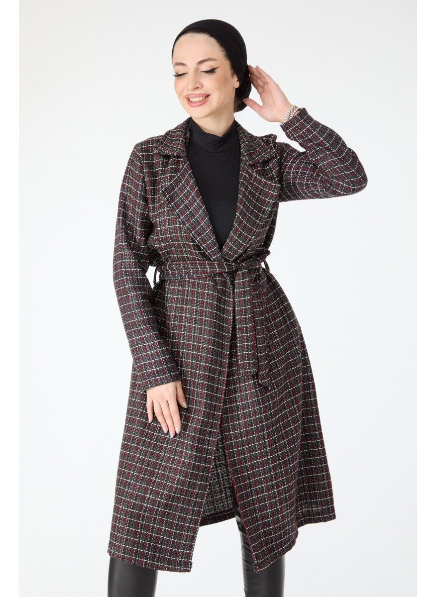 13000-Black Waist Tied Coat