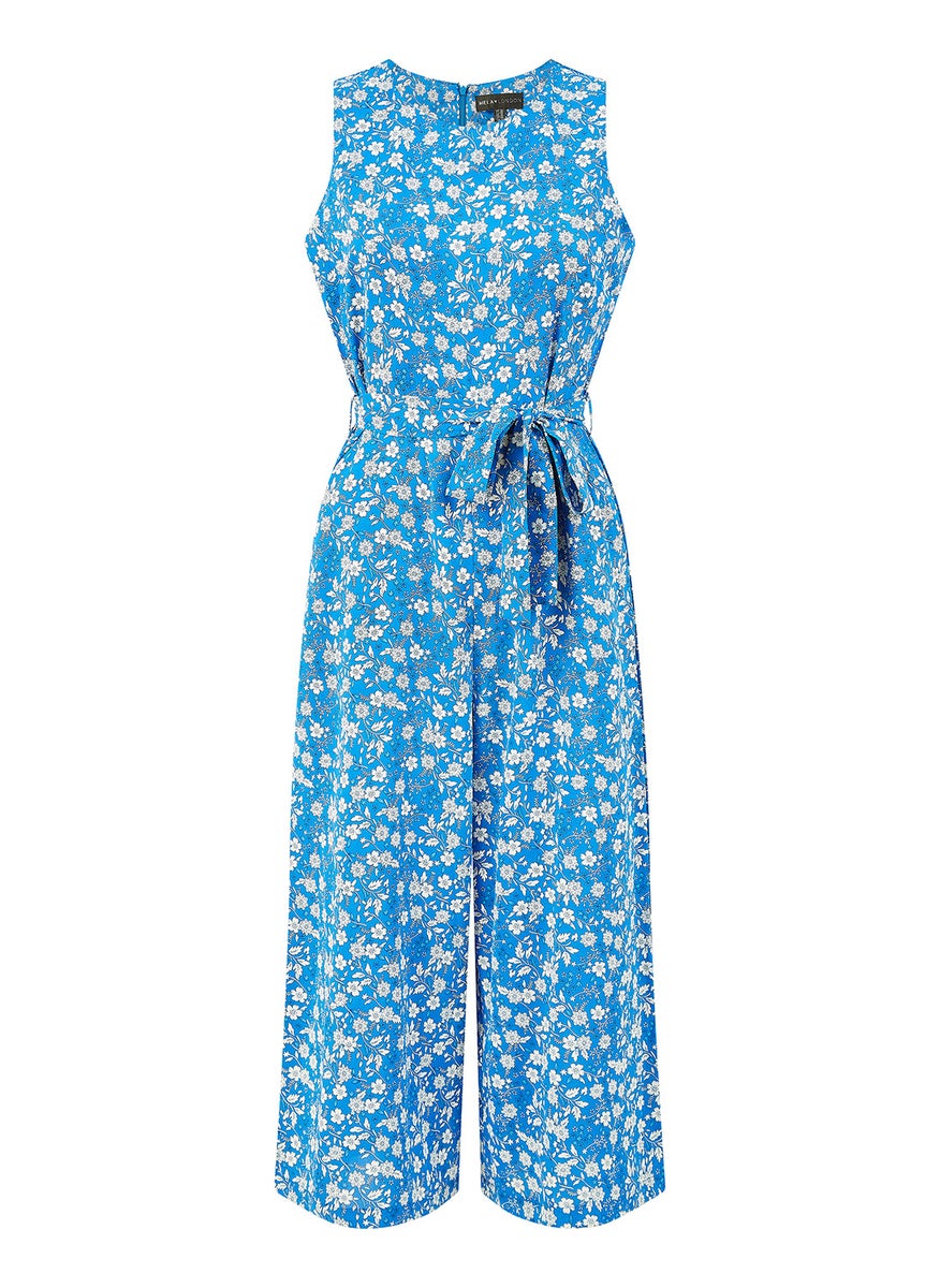 Ditsy Print Culotte Jumpsuit