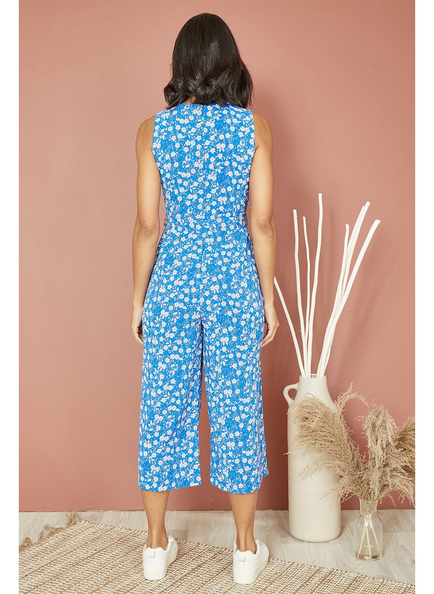 Ditsy Print Culotte Jumpsuit