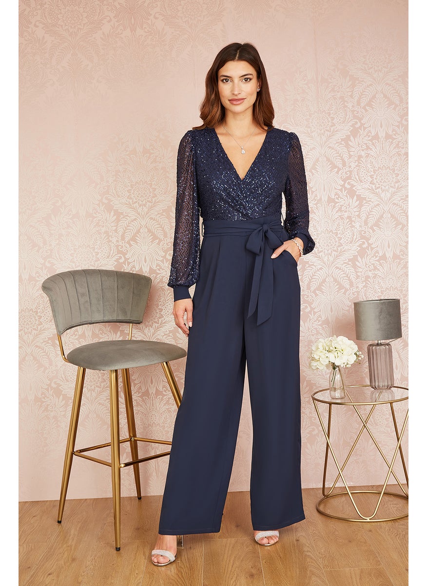 Sequin Jumpsuit With Long Sleeves