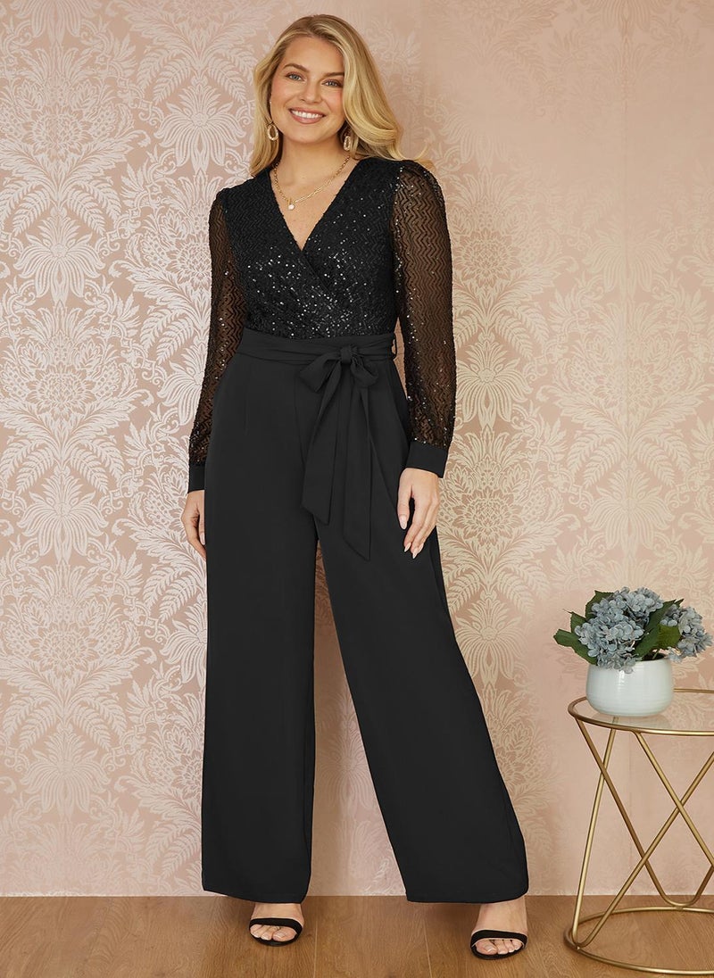 Sequin Wrap Over Jumpsuit