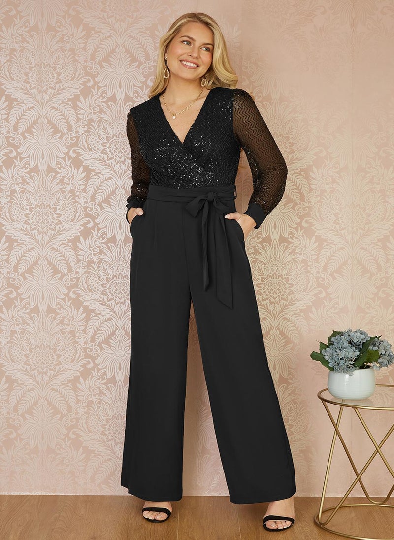 Sequin Wrap Over Jumpsuit