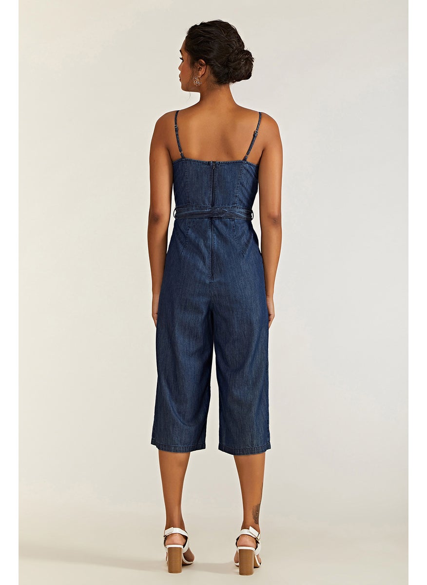 Button Cotton Denim Jumpsuit