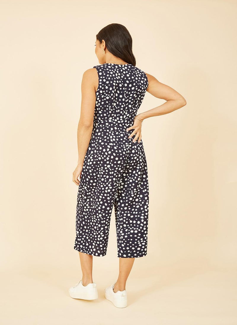 Blotch Print Culotte Jumpsuit