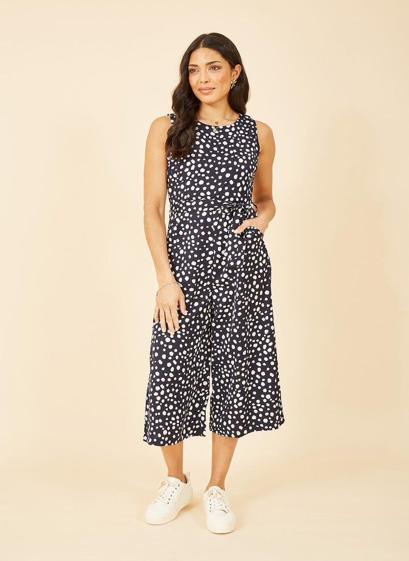 Blotch Print Culotte Jumpsuit