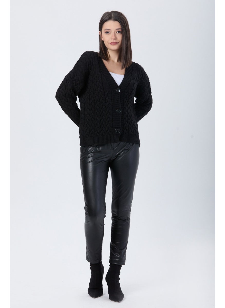 24033-BLACK Knitted Cardigan