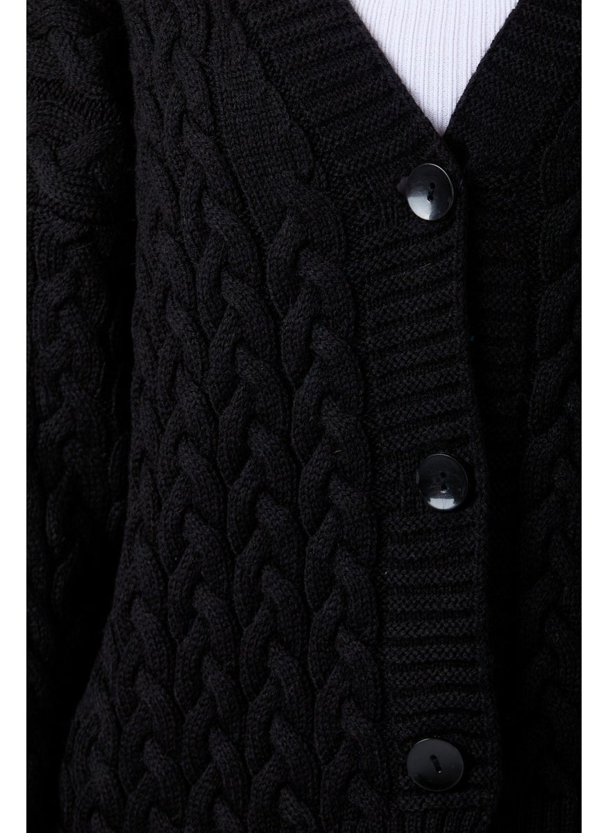 24033-BLACK Knitted Cardigan