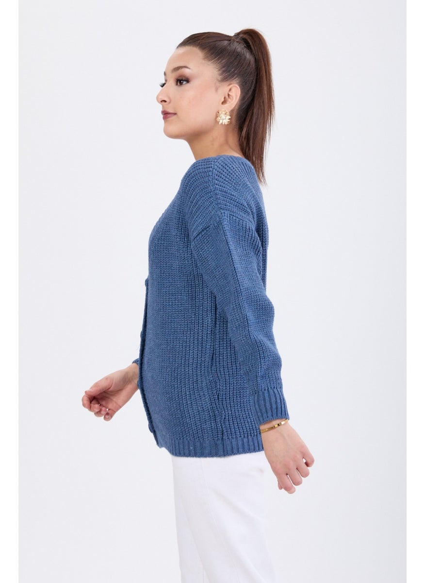 23705-INDIGO Knitwear Cardigan