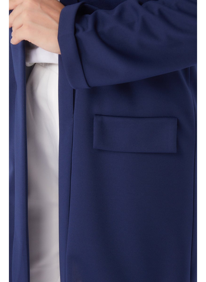 Plain Medium Women's Navy Blue Cardigan - 13260