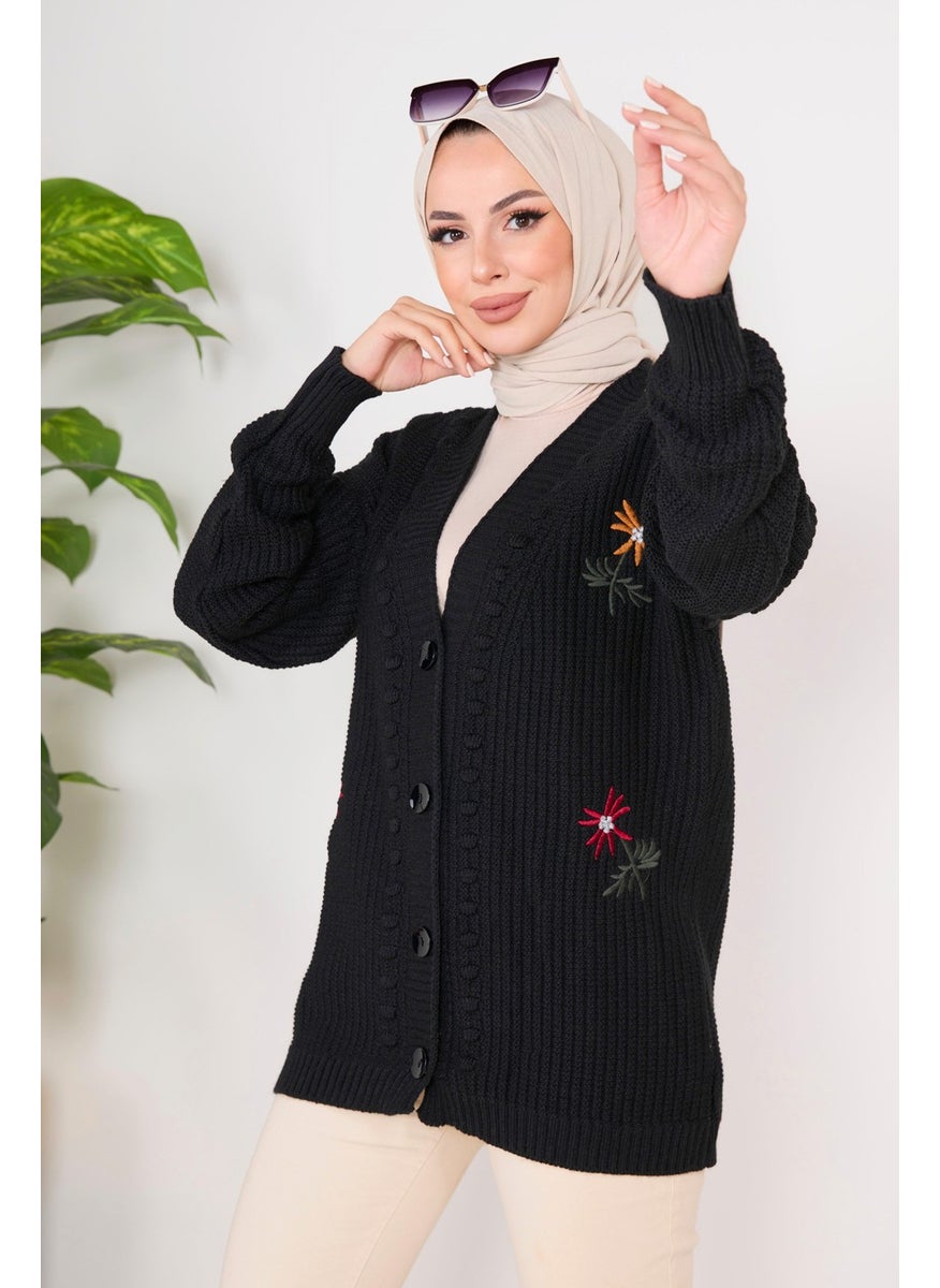 23088-BLACK Knitted Cardigan