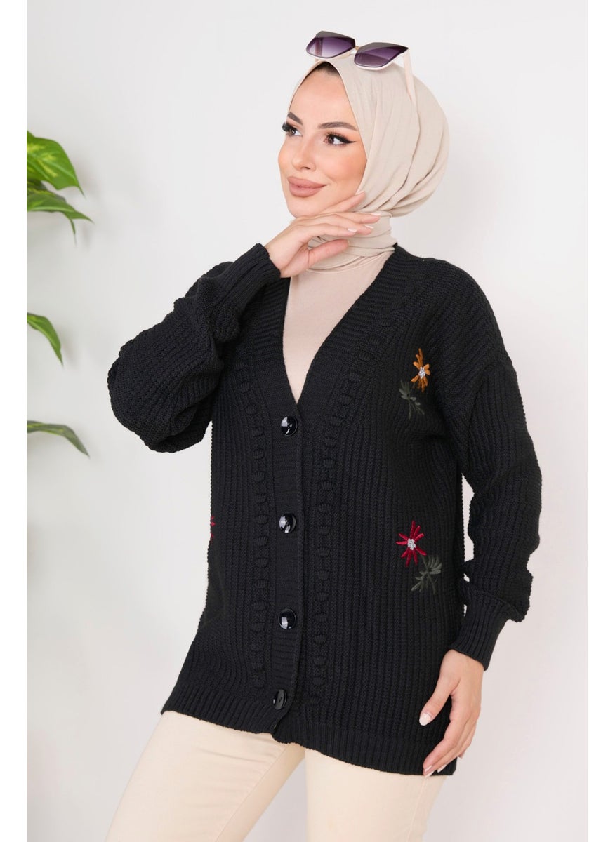 23088-BLACK Knitted Cardigan