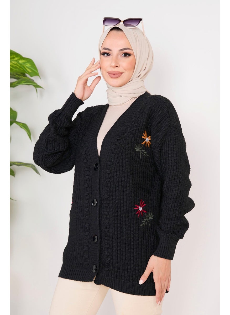 23088-BLACK Knitted Cardigan