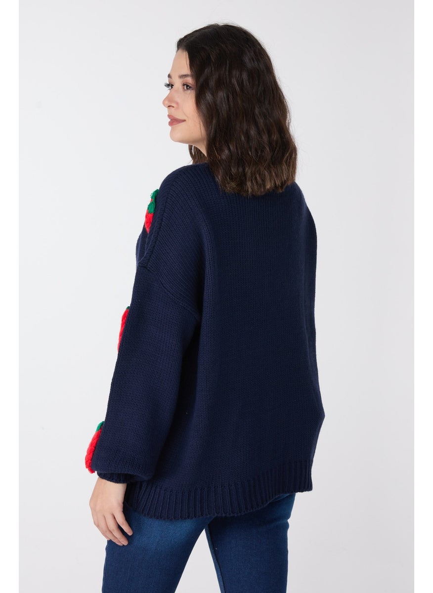 23919-NAVY BLUE Knitwear Cardigan