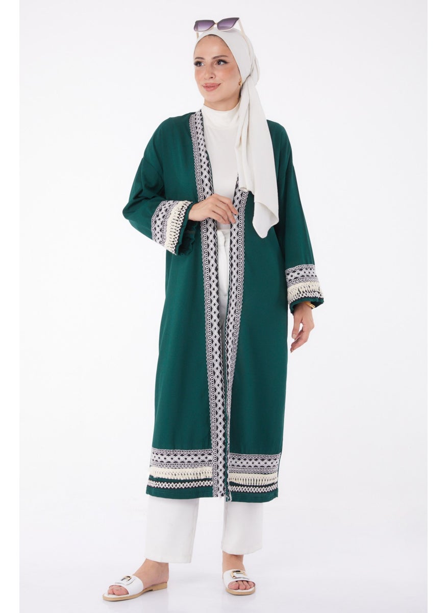 Plain Mid Women Green Kimono - 10166