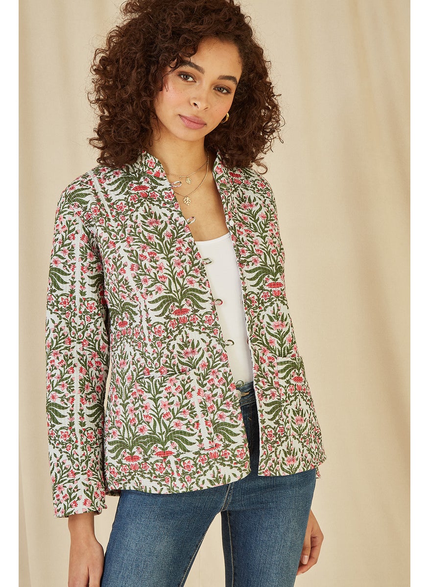 Floral Print Reversible Cotton Quilted Jacket