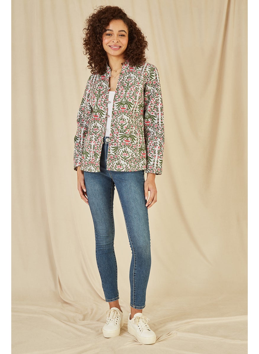 Floral Print Reversible Cotton Quilted Jacket