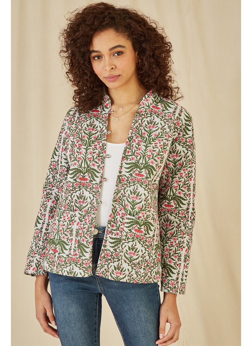 Floral Print Reversible Cotton Quilted Jacket