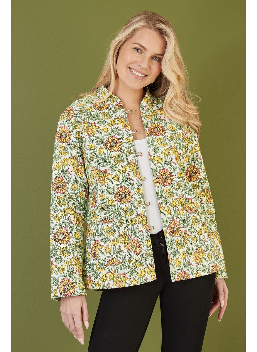 Floral Print Reversible Cotton Quilted Jacket