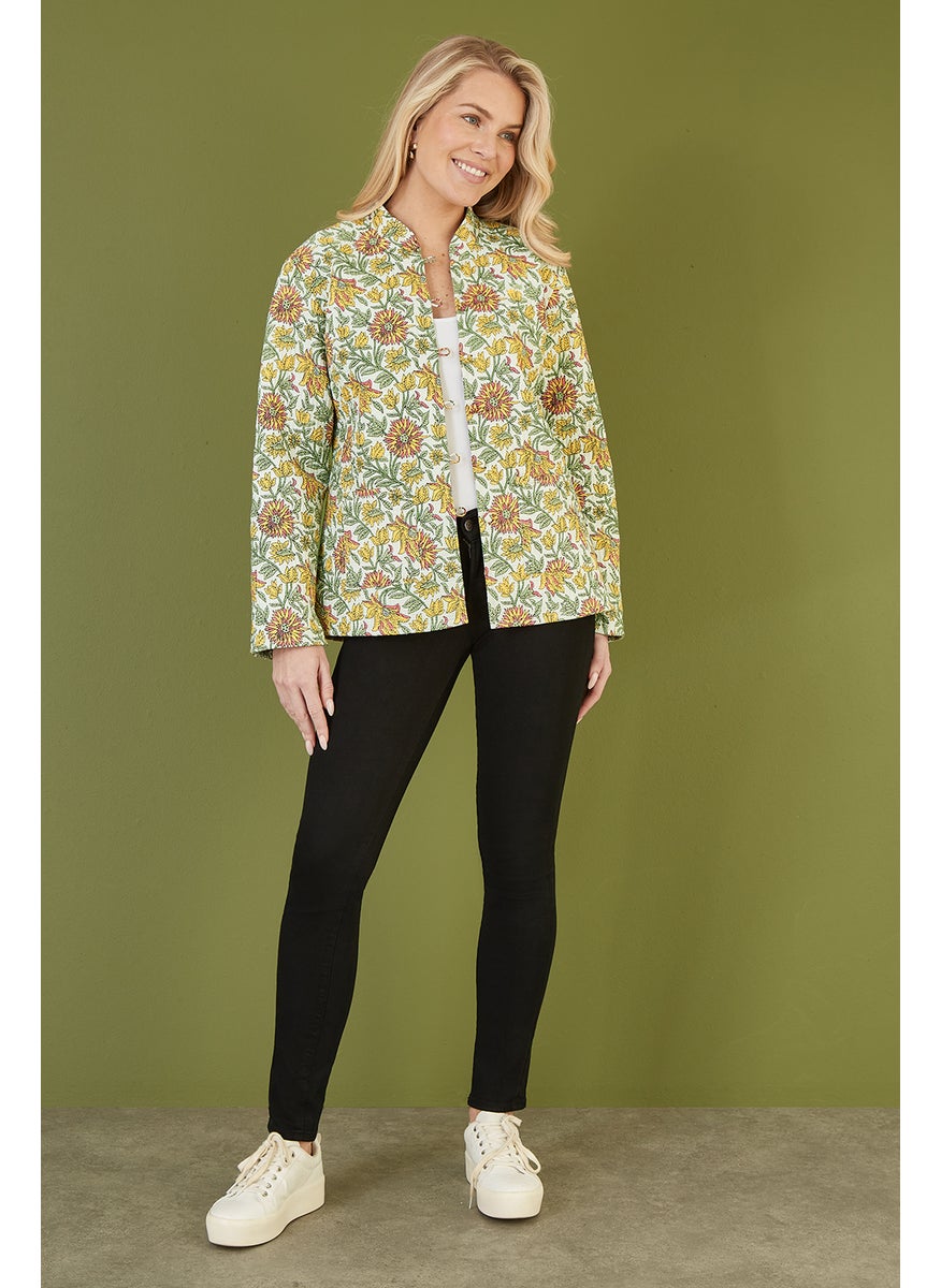 Floral Print Reversible Cotton Quilted Jacket