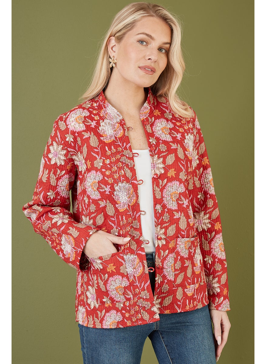 Floral Print Reversible Cotton Quilted Jacket