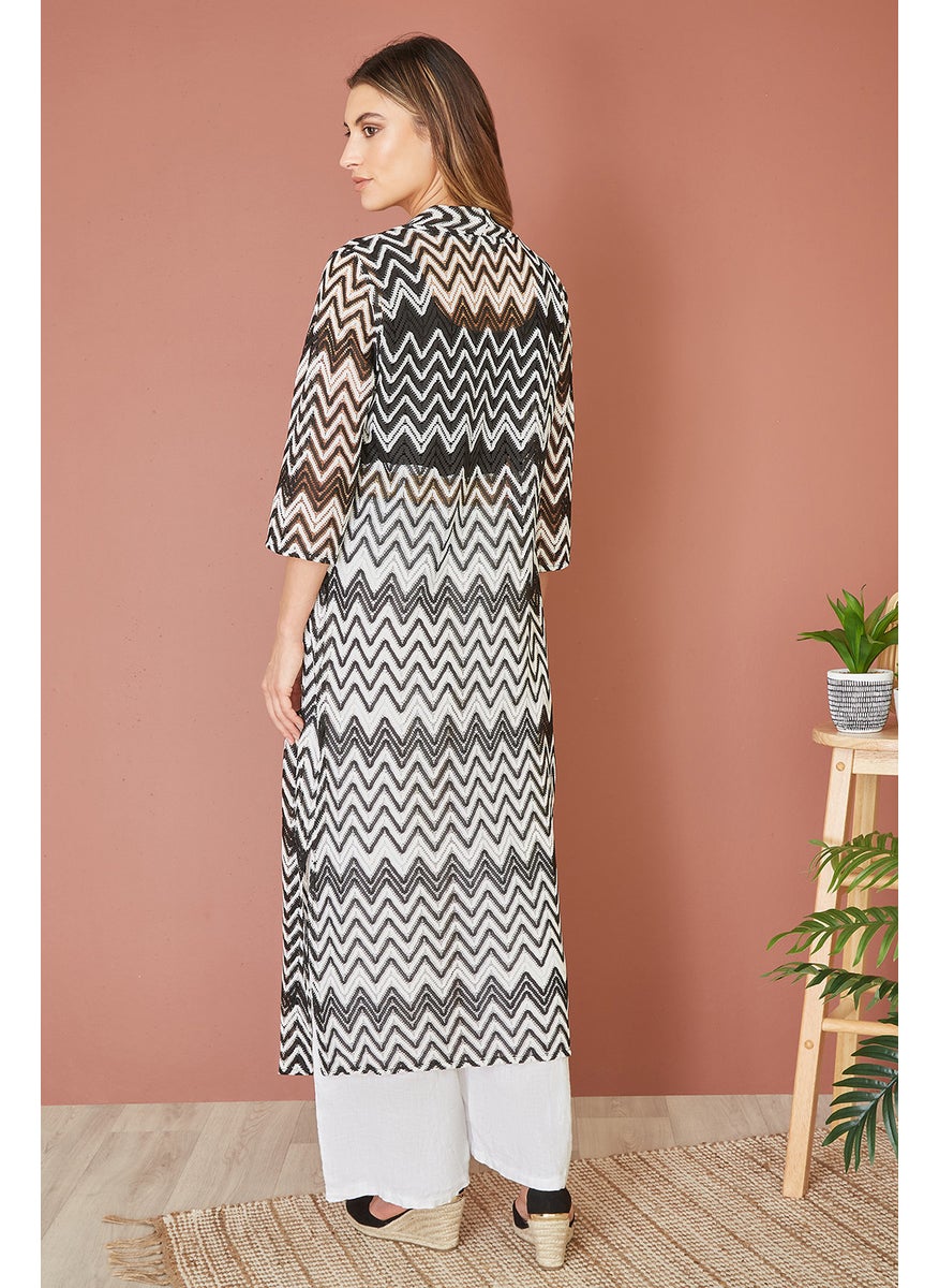 Zig Zag Crochet Long Knitted Kimono